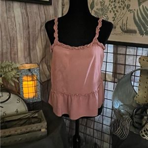 NWOT Moa Moa Mauve Tank Top With Ruffle Detailing Size L